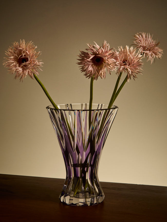 Antique and Vintage - 1970s Val Saint Lambert Crystal Vase (12in/31cm) - Purple - ABASK