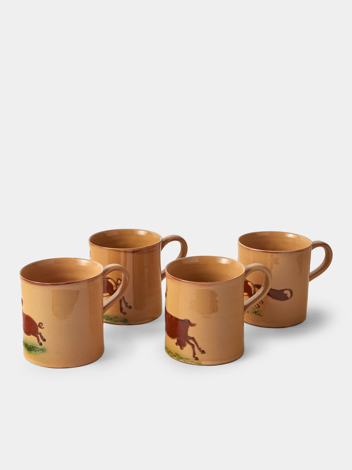 Poterie d’Évires - Animals Hand-Painted Ceramic Mugs (Set of 4) - Cream - ABASK