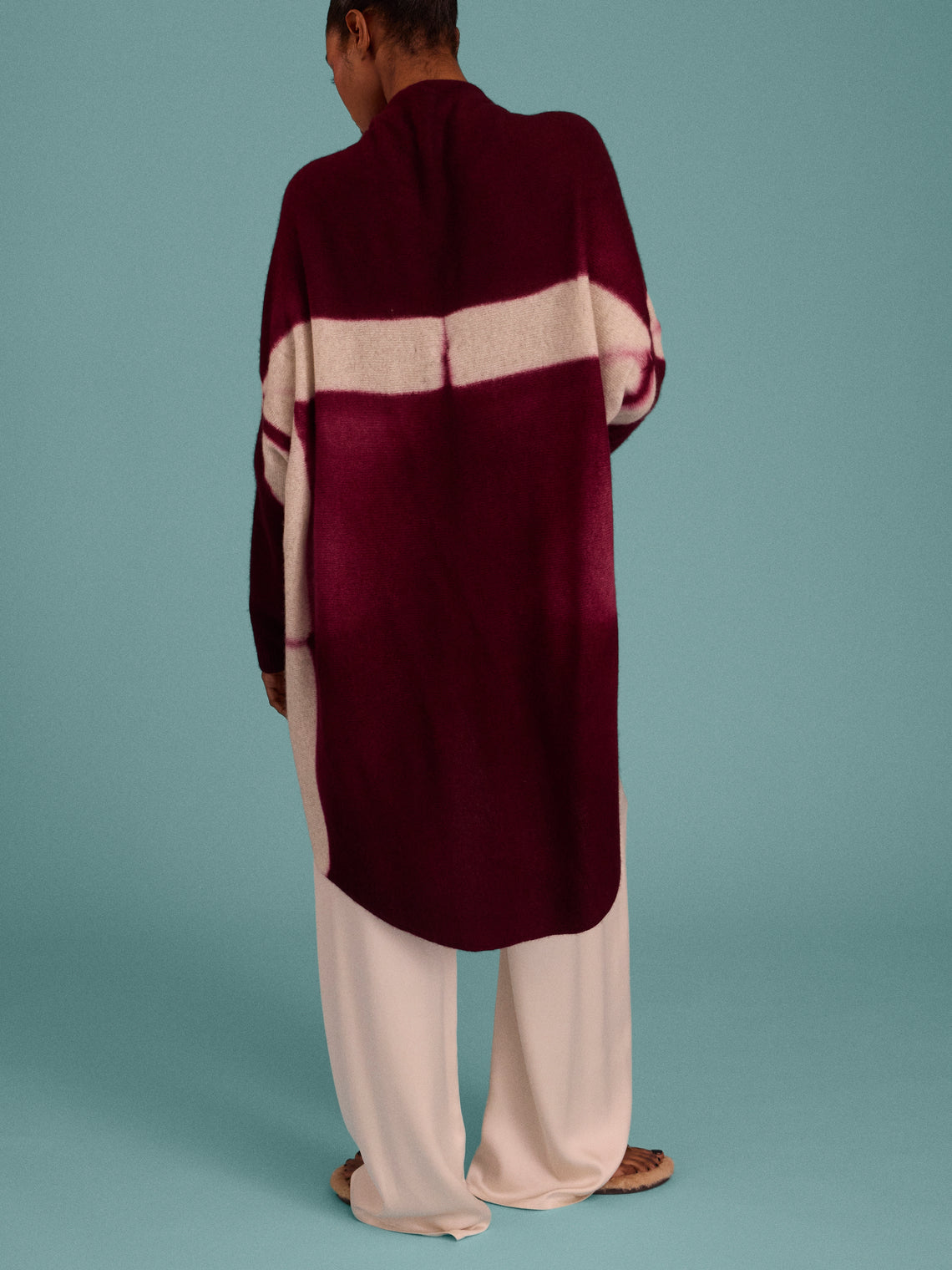 Suzusan - Shibori Cashmere Upside-Down Cape | One Size - Purple - ABASK