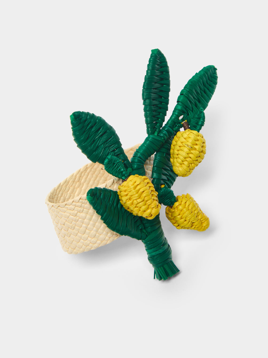 Lemon Branch Handwoven Iraca Palm Napkin Rings (Set of 4)