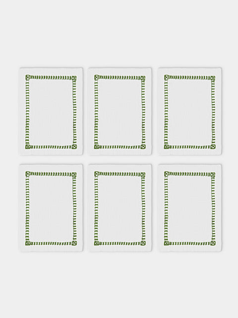 Los Encajeros - Tokyo Linen Cocktail Napkins (Set of 6) - White - ABASK - 