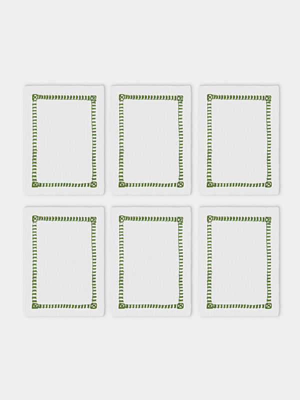 Los Encajeros - Tokyo Linen Cocktail Napkins (Set of 6) - White - ABASK - 