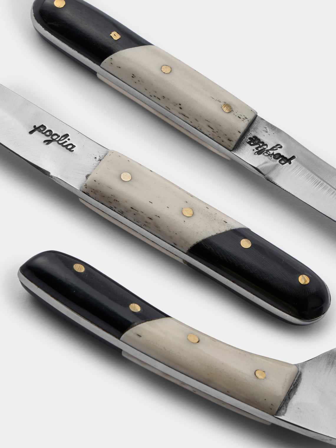 Poglia - | Set of 3 | Horn and Bone Cheese Knives - Black - ABASK