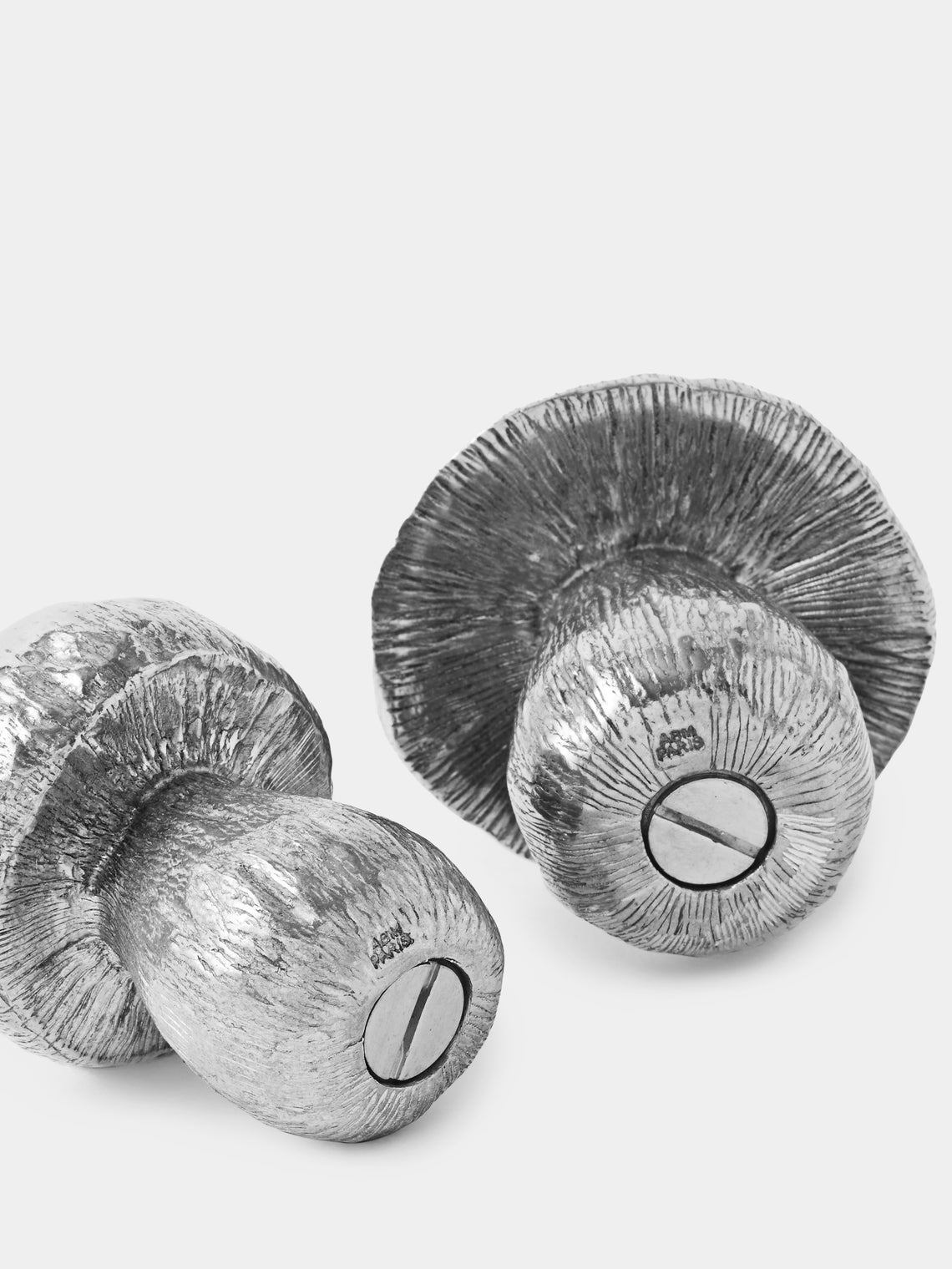 Au Bain Marie - | Set of 2 | Mushroom Pewter Salt and Pepper Shakers - Silver - ABASK