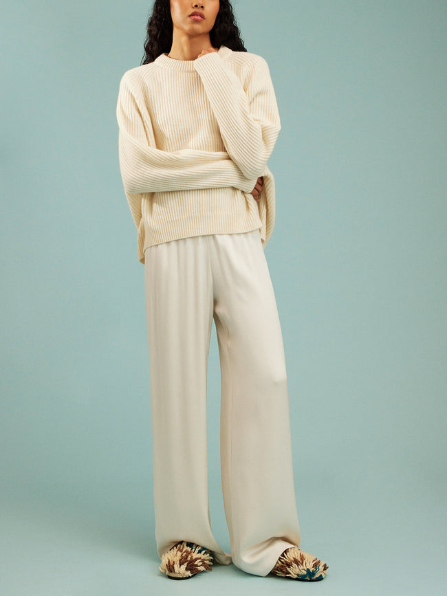 Dusan - Cashmere Crew-Neck Sweater | One Size - Ivory - ABASK