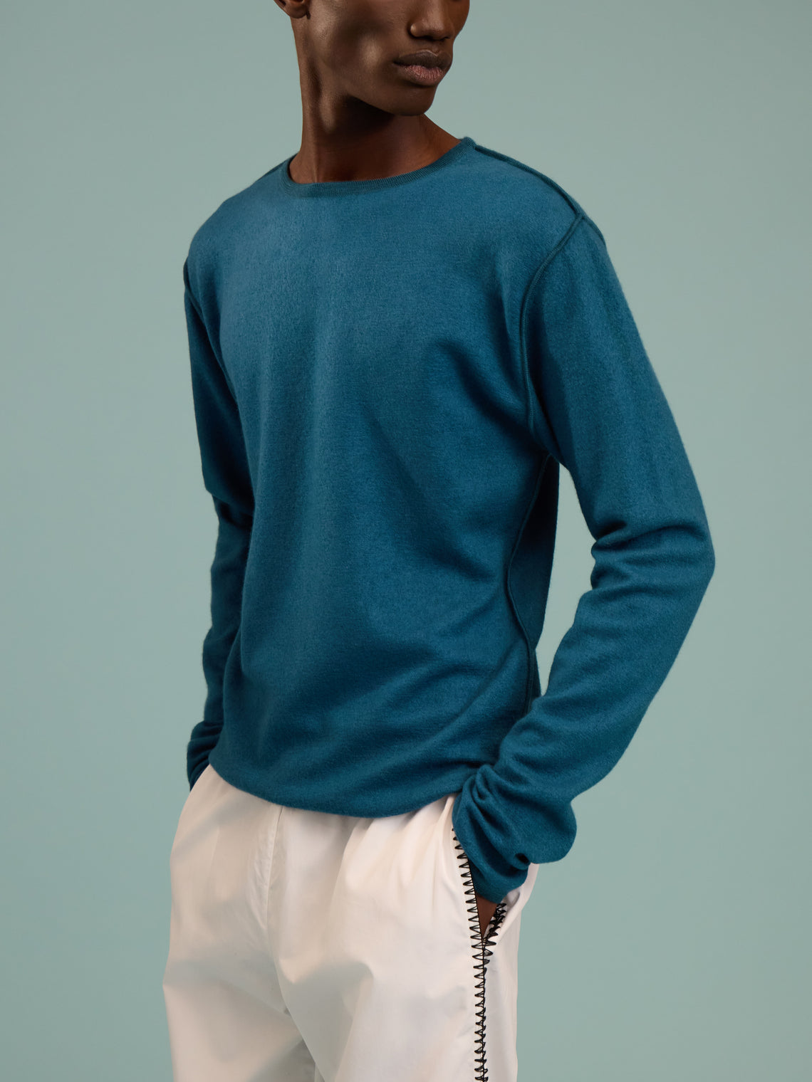 Denis Colomb - Fuzzy Brushed Cashmere Crew-Neck Sweater | Size: M - Blue - ABASK