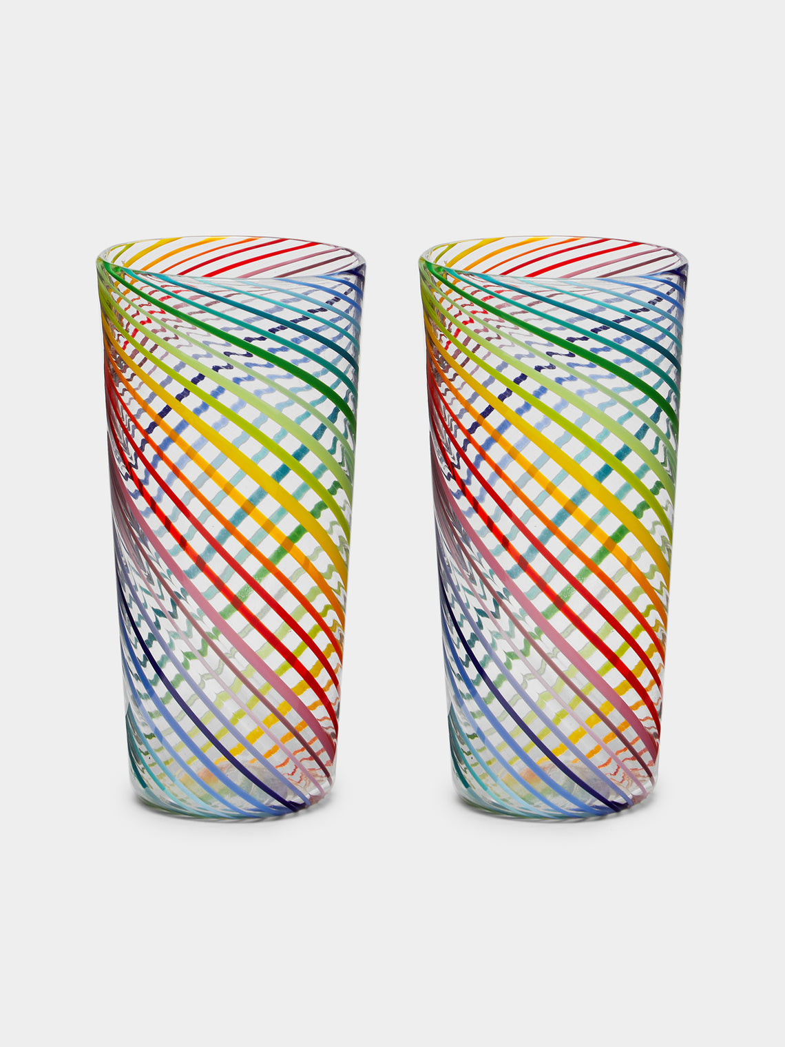 Twist Filigrane Hand-Blown Glass Highballs (Set of 2)