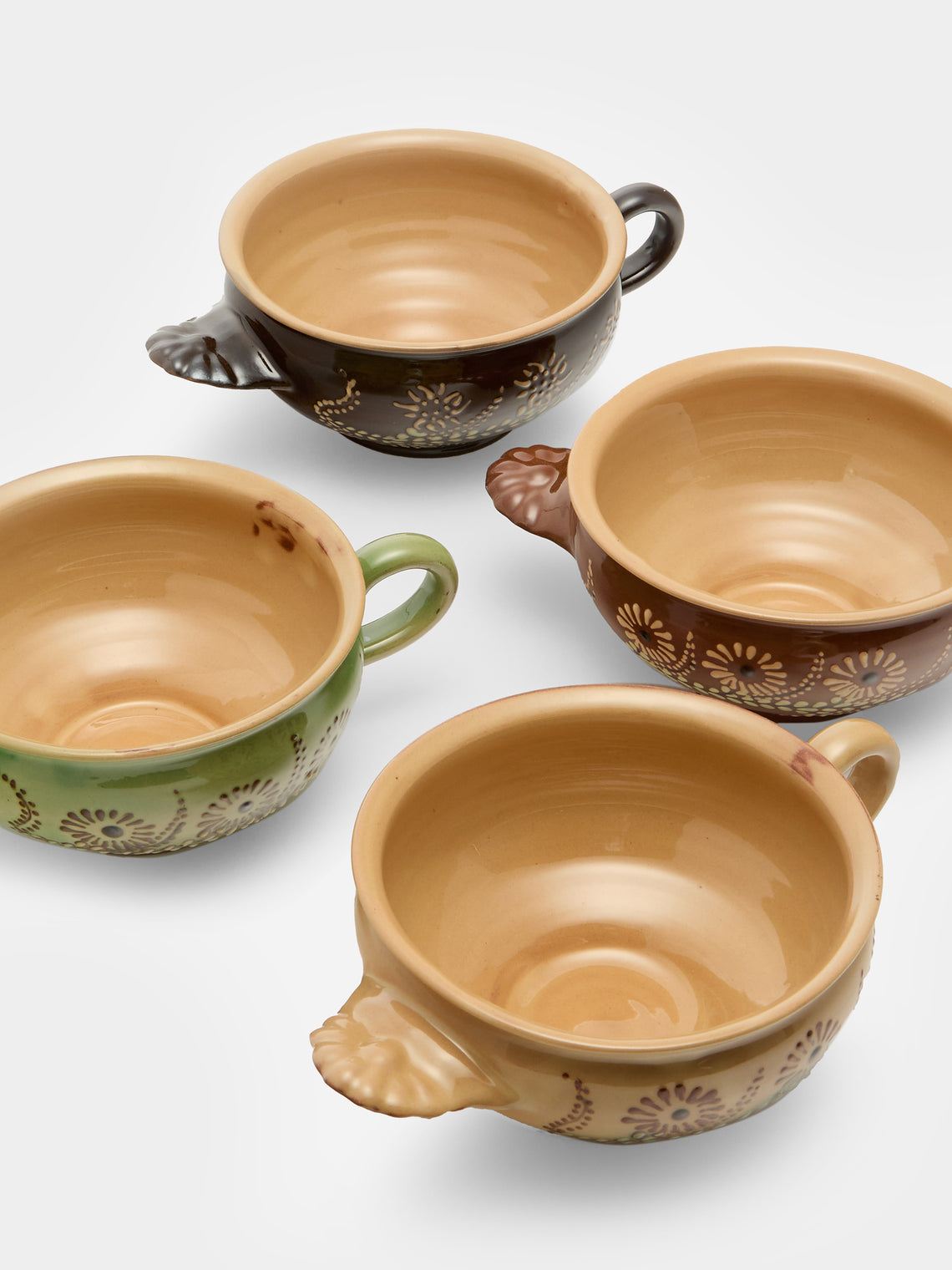Poterie d’Évires - Flowers Hand-Painted Ceramic Soup Bowls (Set of 4) - Multiple - ABASK