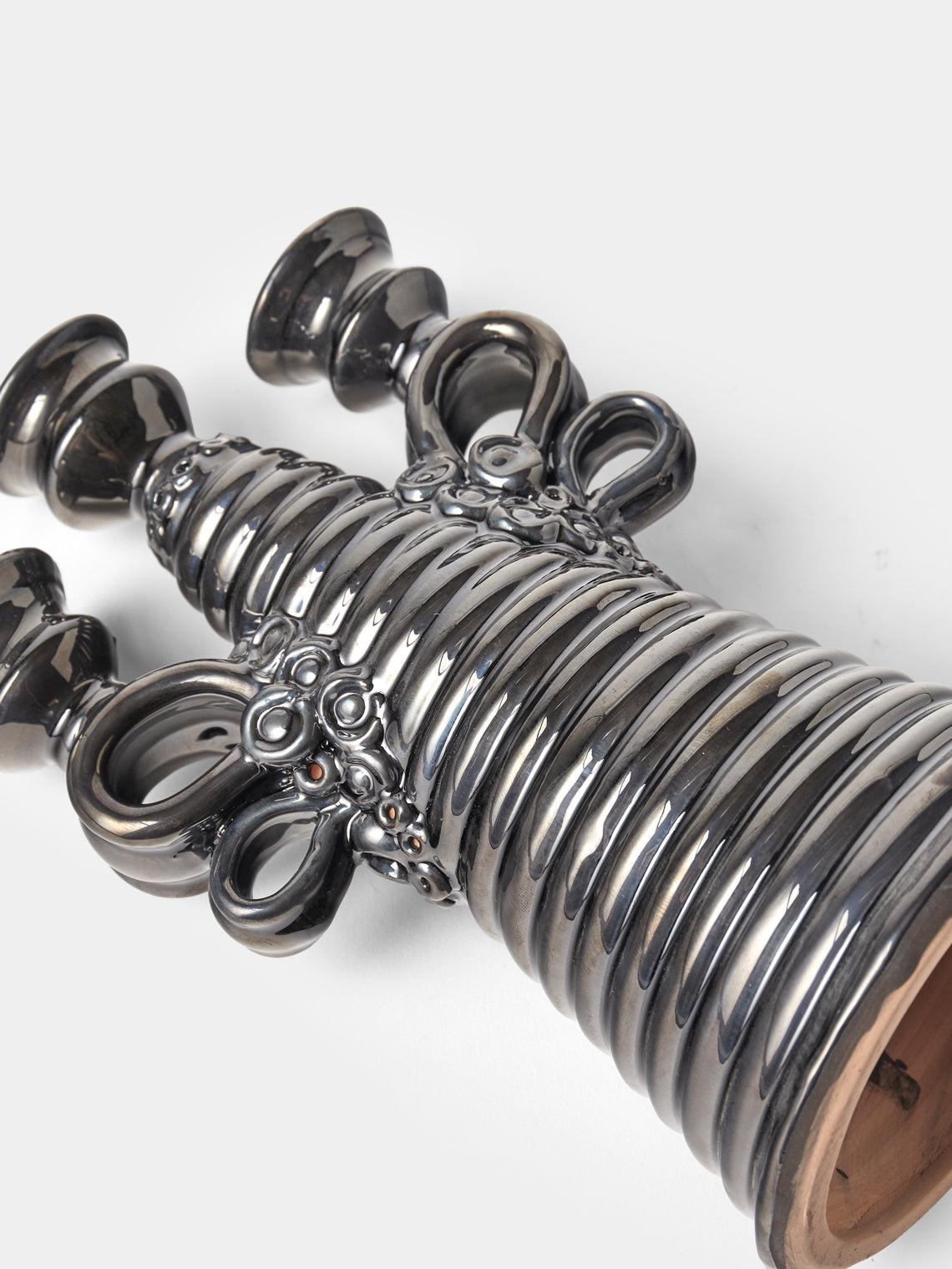 Poterie de Cliousclat - Slipware Candelabra - Black - ABASK