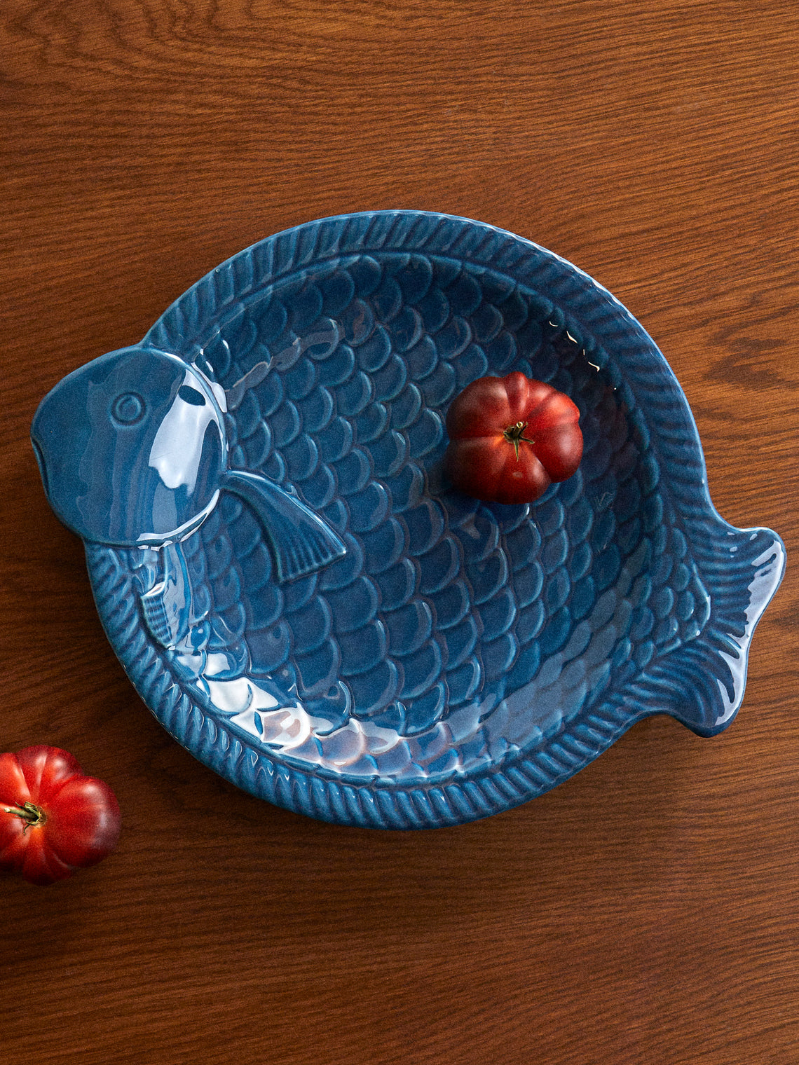 Antique and Vintage - Mid-Century Fish Ceramic Plate - Blue - ABASK
