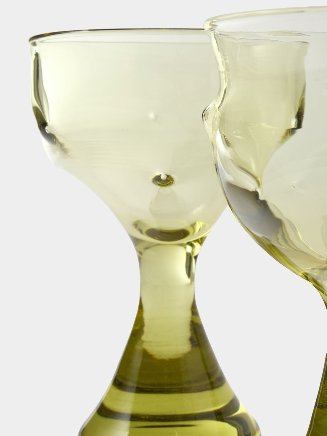 Nijima Glassworks - Hand-Blown Volcanic Wine Glasses (Set of 2) - Green - ABASK