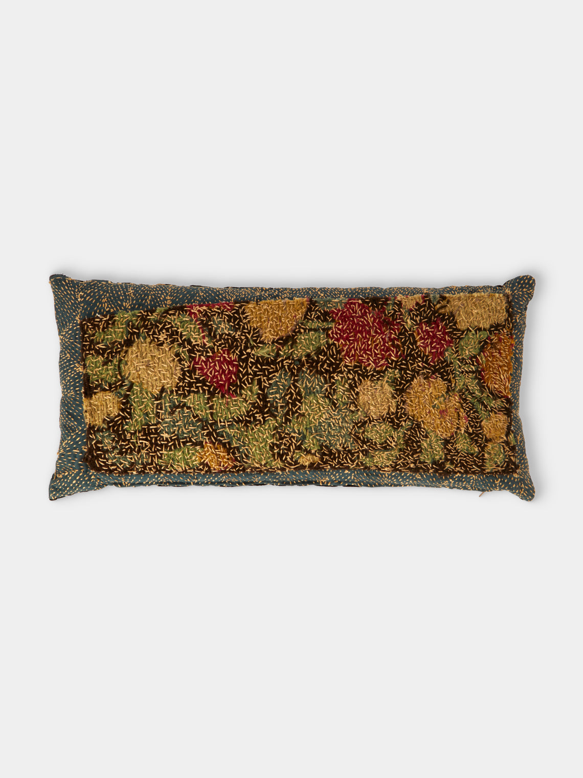 By Walid - 19th-Century Needlepoint Wool, Linen and Velvet Cushion (23.5in/60cm) - Multiple - ABASK - 
