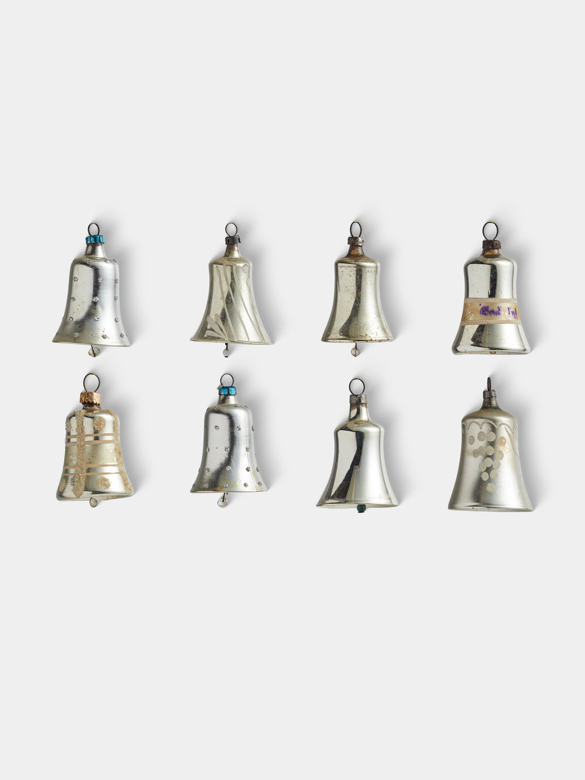 Antique and Vintage - Early-20th-Century Bells Glass Baubles (Set of 8) - Silver - ABASK - 