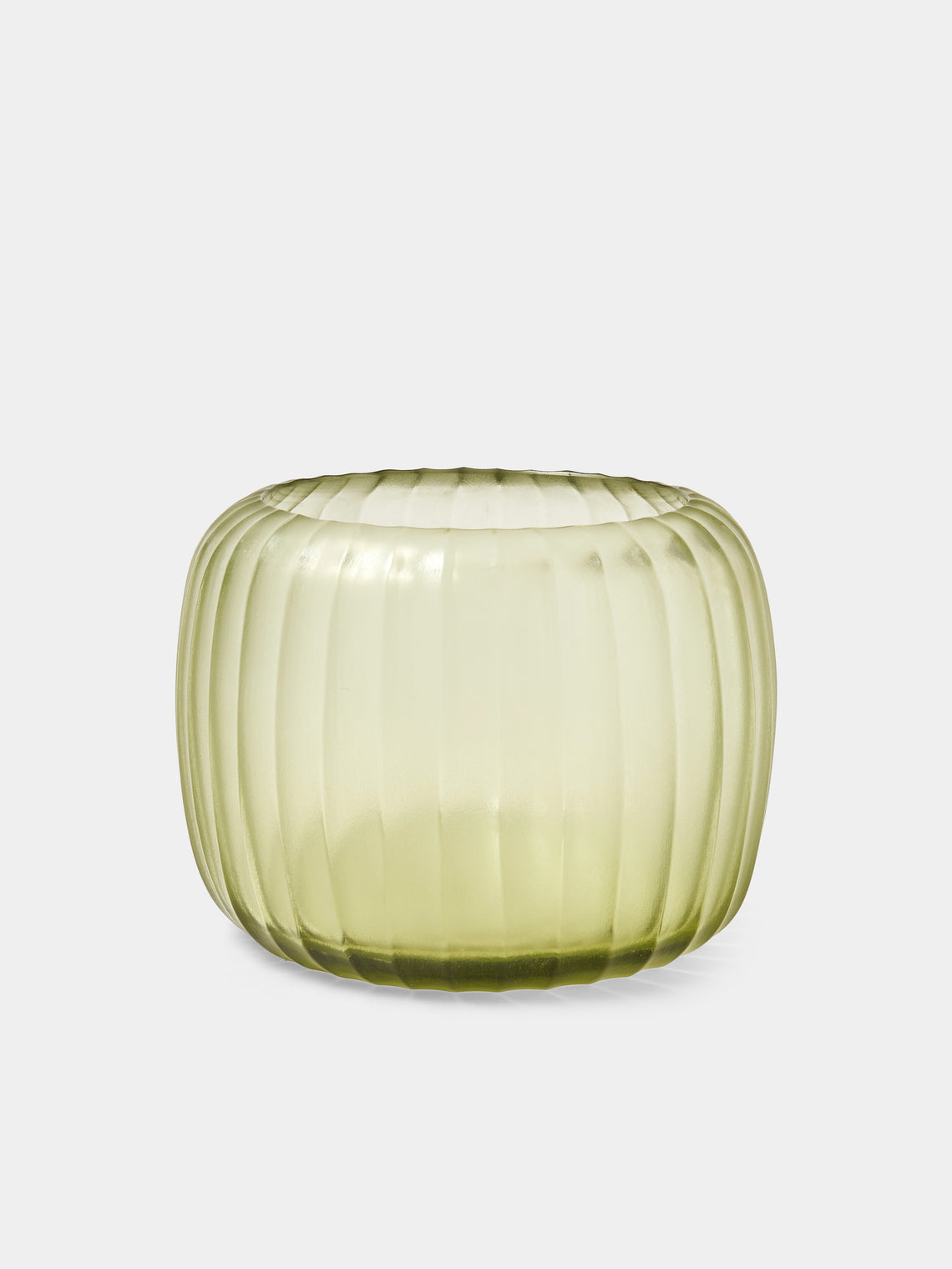 Micheluzzi Glass - Pozzo Verdino Coste Hand-Blown Murano Glass Vase (7in/18cm) - Green - ABASK - 