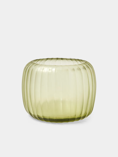 Micheluzzi Glass - Pozzo Verdino Coste Hand-Blown Murano Glass Vase (7in/18cm) - Green - ABASK - 