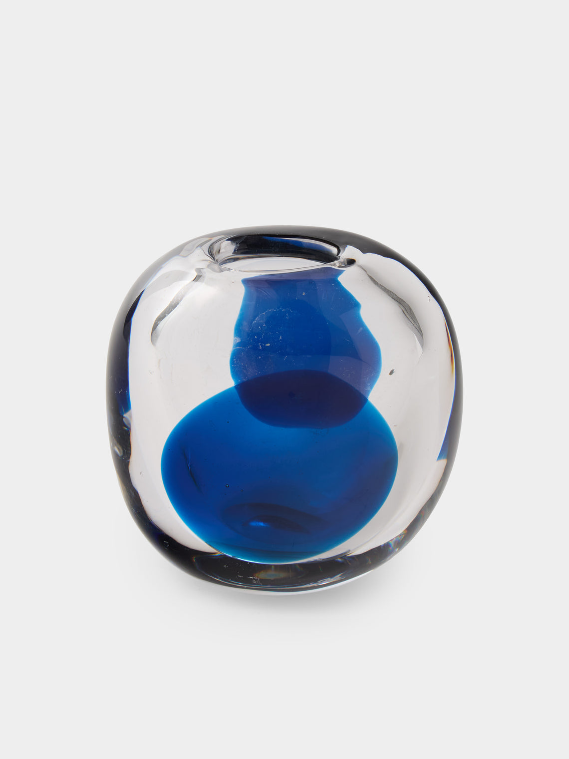 Antique and Vintage - 1970s Galliano Ferro Murano Glass Vase (6in/15cm) - Blue - ABASK - 