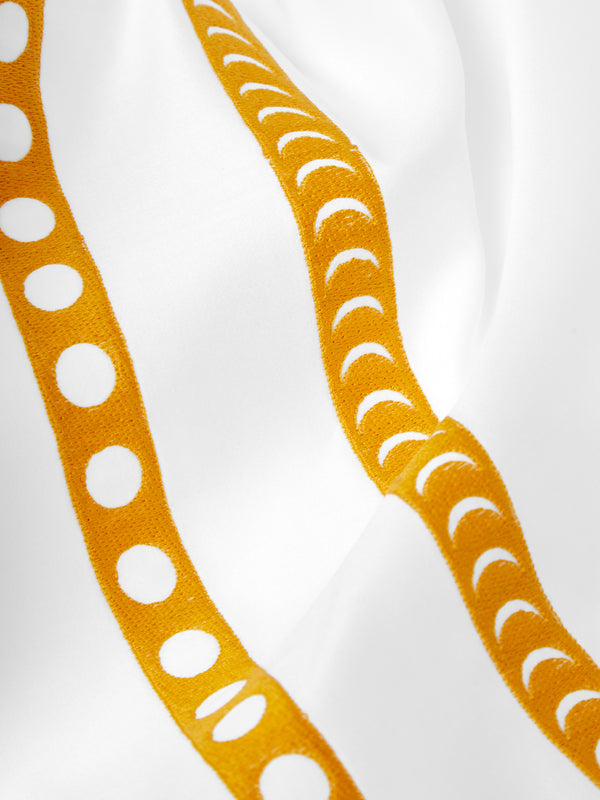 Loretta Caponi - Moon Hand-Embroidered Cotton King-Size Top Sheet - White - ABASK