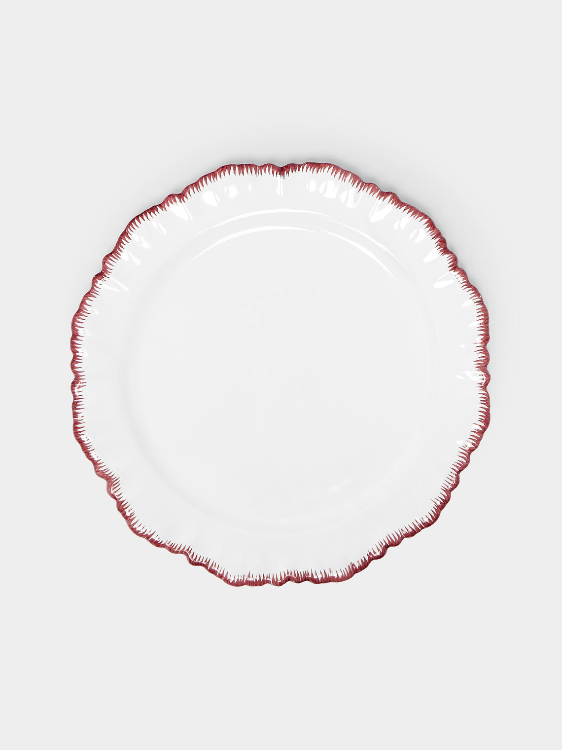 Combed Edge Hand-Painted Ceramic Dinner Plates – 10in/26cm (Set of 4)