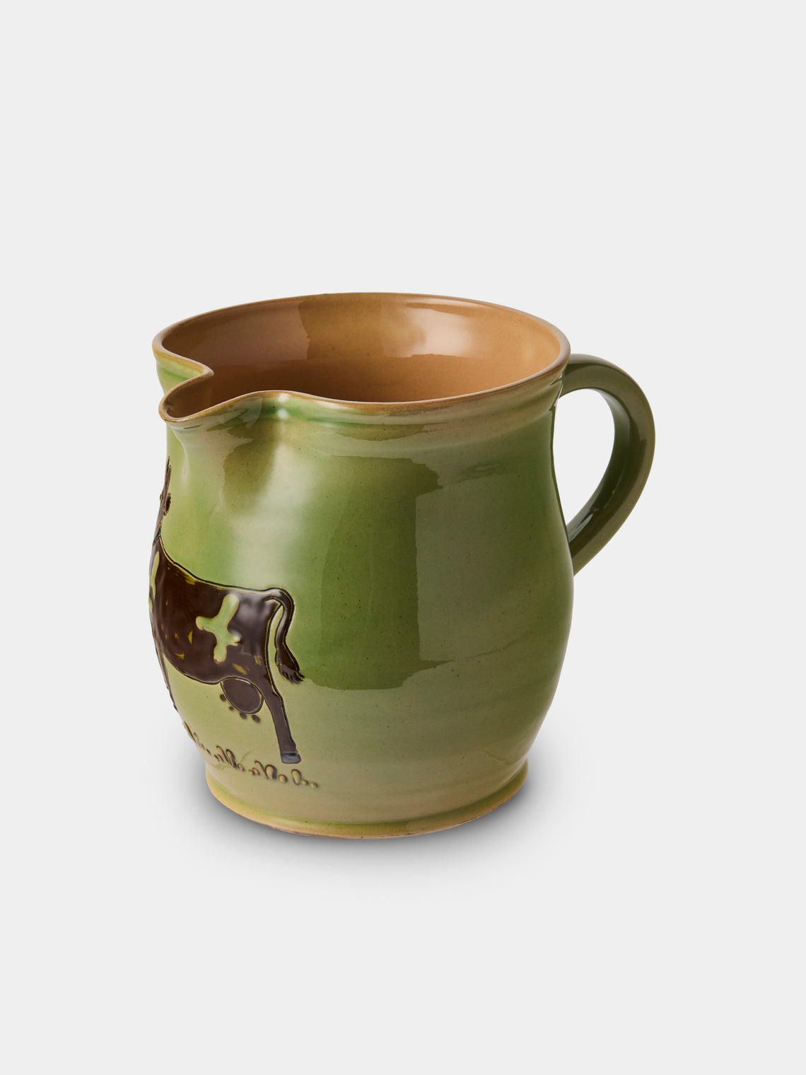 Poterie d’Évires - Cows Hand-Painted Ceramic Medium Jug - Green - ABASK - 