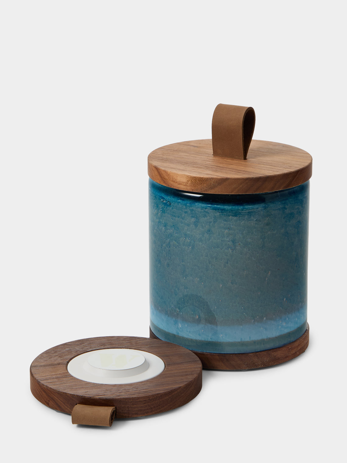 Wannes Antwerp - Antoine Comporta Hand-Blown Glass and Walnut Portable Lamp - Blue - ABASK