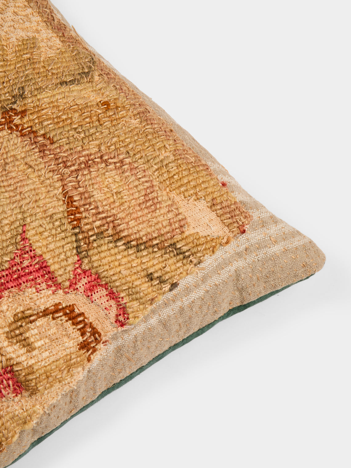 By Walid - 18th-Century French Aubusson Tapestry Wool and Damask Cushion (23.5in/60cm) - Multiple - ABASK