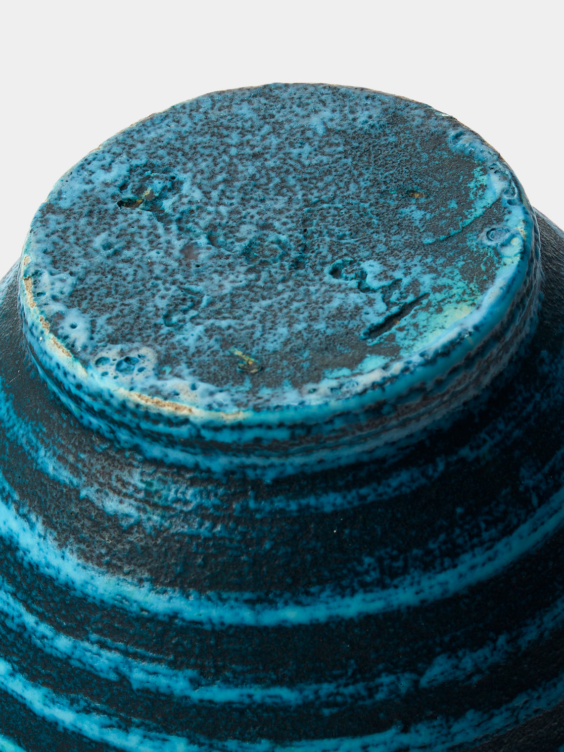 Antique and Vintage - Mid-Century Accolay Ceramic Vase (7in/18cm) - Blue - ABASK