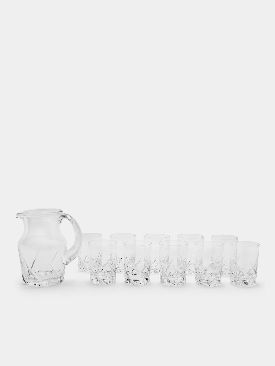 Antique and Vintage - 1950s Daum Crystal Pitcher with Water Glasses (Set of 11) - Clear - ABASK - 