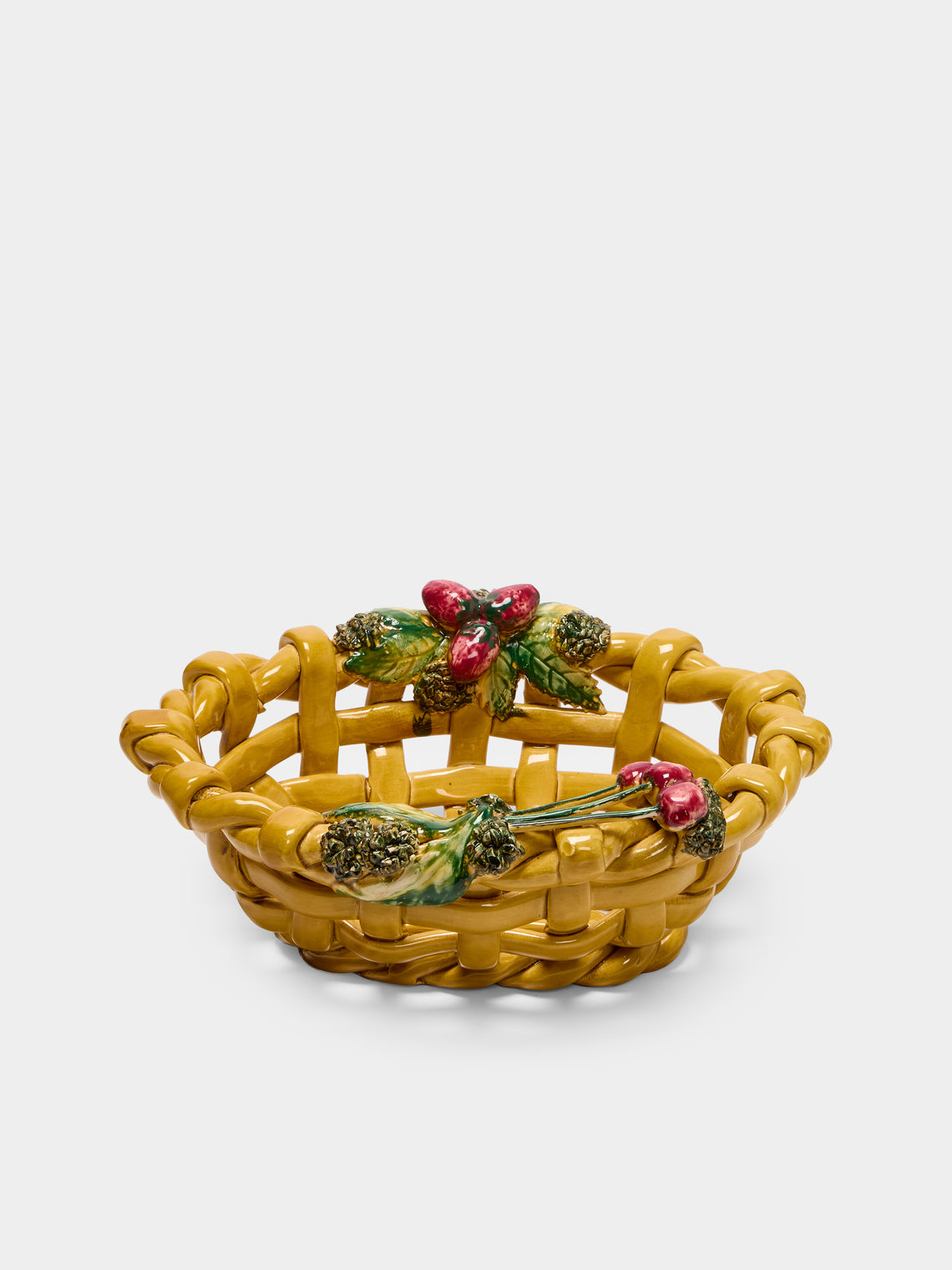 Antique and Vintage - 1960s Vallauris Majolica Ceramic Fruit Bowl - Yellow - ABASK - 