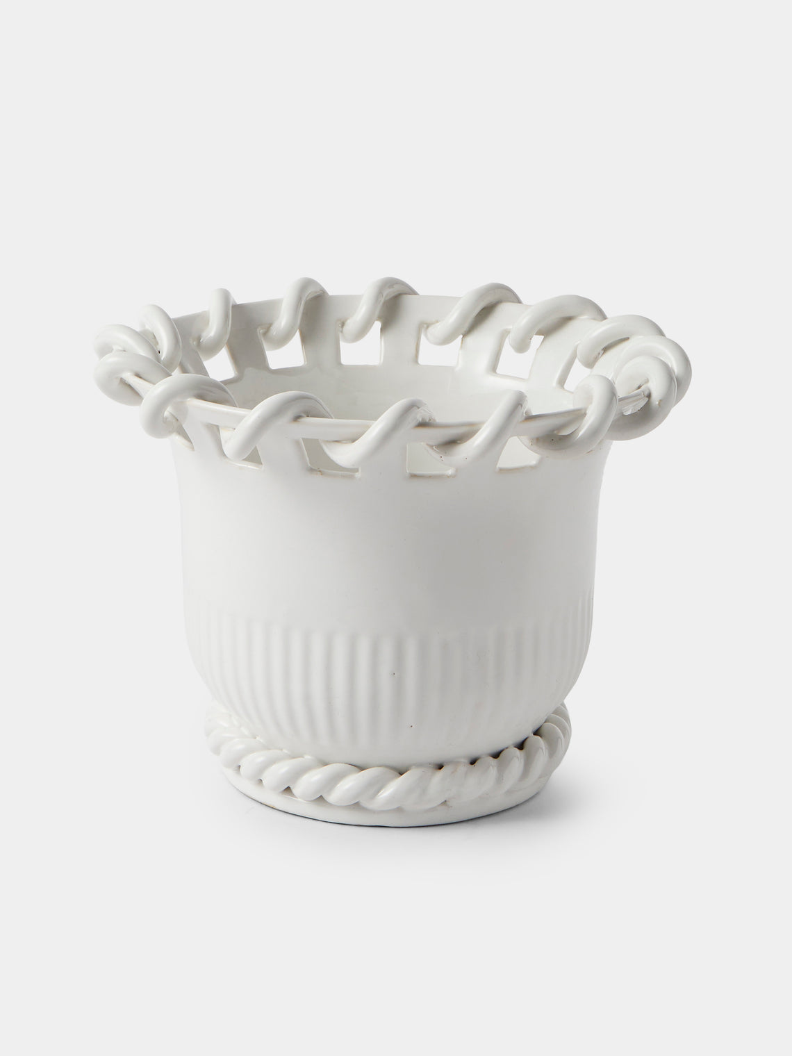 Antique and Vintage - 1940s Émile Tessier Ceramic Vase (9in/23.5cm) - White - ABASK - 