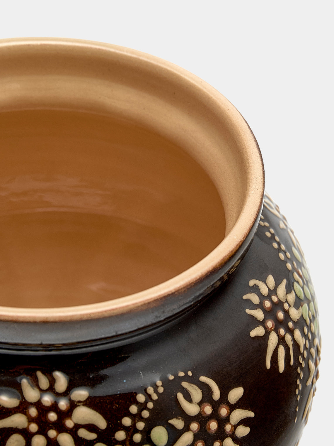 Poterie d’Évires - Flowers Hand-Painted Ceramic Vase - Dark brown - ABASK