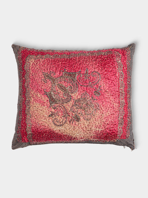 By Walid - 17th-Century Italian Silver and Metal Embroidery Silk Velvet Cushion (25in/63cm) - Multiple - ABASK - 