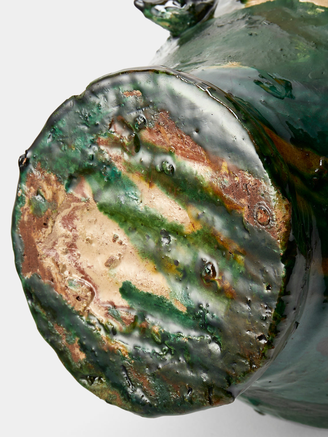 Antique and Vintage - 1990s Condurso Face Ceramic Vessel (10in/25cm) - Green - ABASK