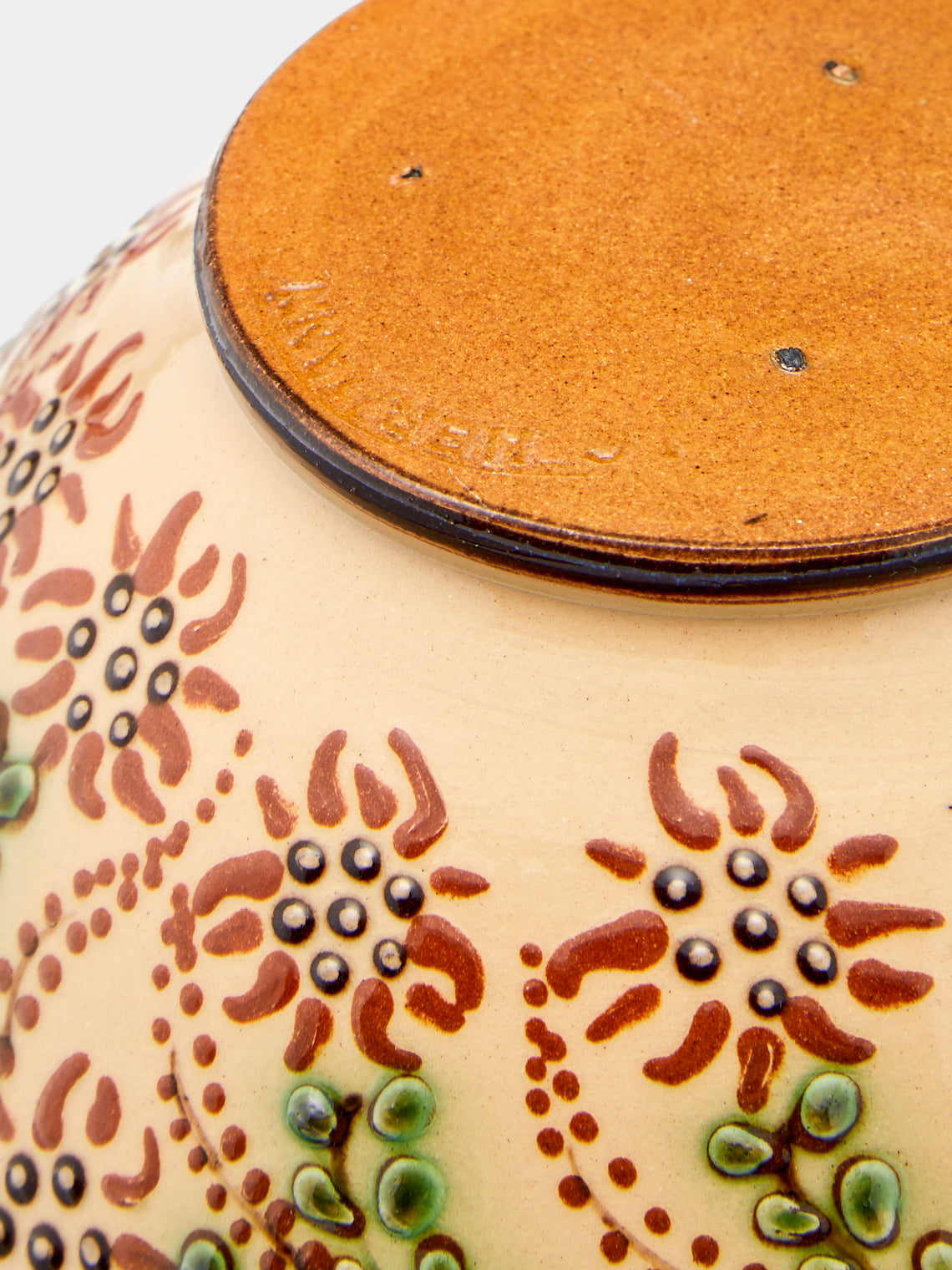 Poterie d’Évires - Flowers Hand-Painted Ceramic Small Fluted Serving Bowl - Cream - ABASK