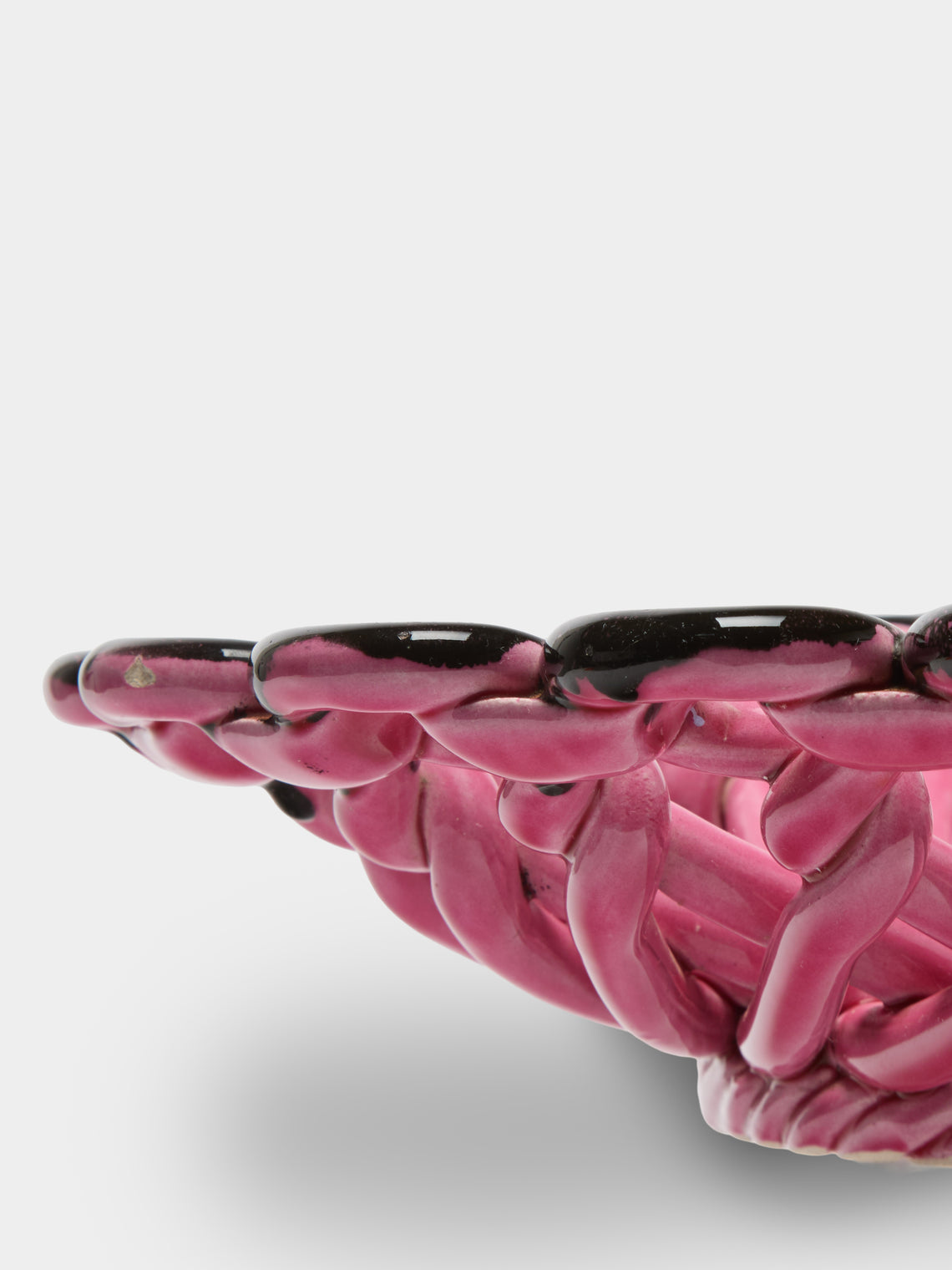 Antique and Vintage - 1950s Vallauris Braided Ceramic Bowl - Pink - ABASK