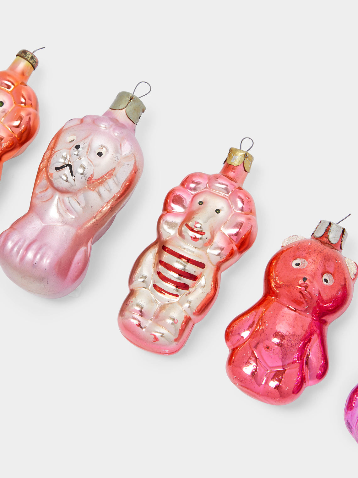 Antique and Vintage - 1950s-1960s Lions, Tigers and Bears Glass Tree Decorations (Set of 6) -  - ABASK