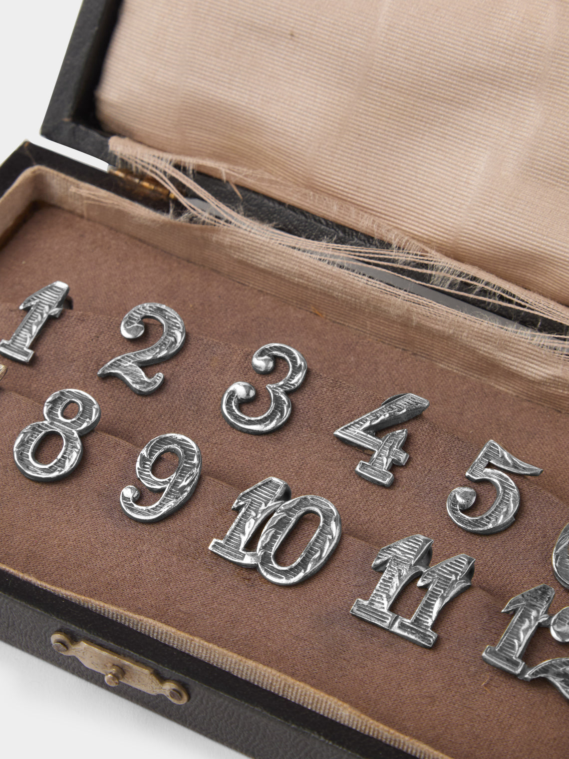 Antique and Vintage - 1915 Sterling Silver Numbered Glass Toppers (Set of 12) - Silver - ABASK