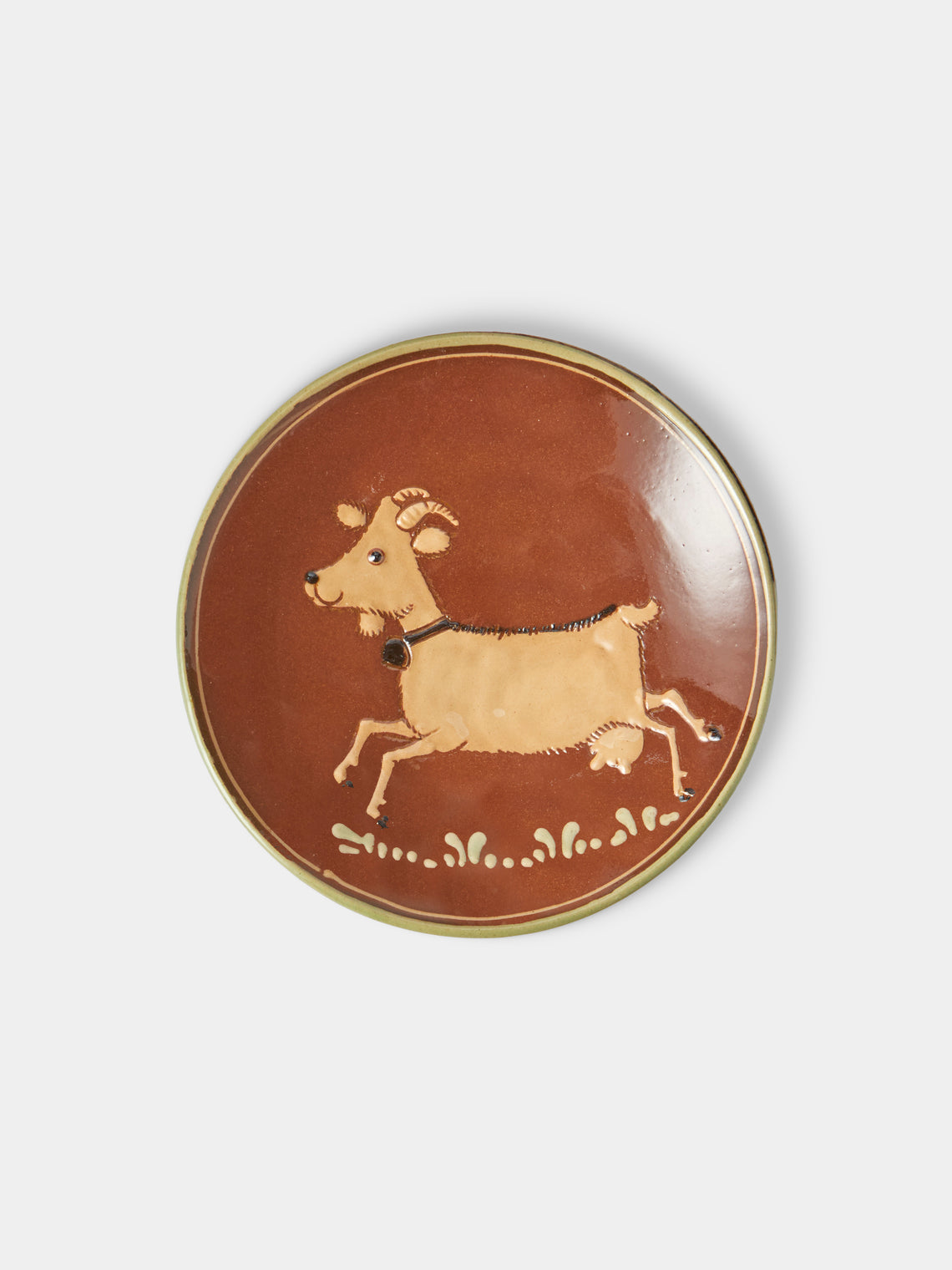Poterie d’Évires - Animals Hand-Painted Ceramic Plates – 5.5in/14cm (Set of 4) - Light Brown - ABASK