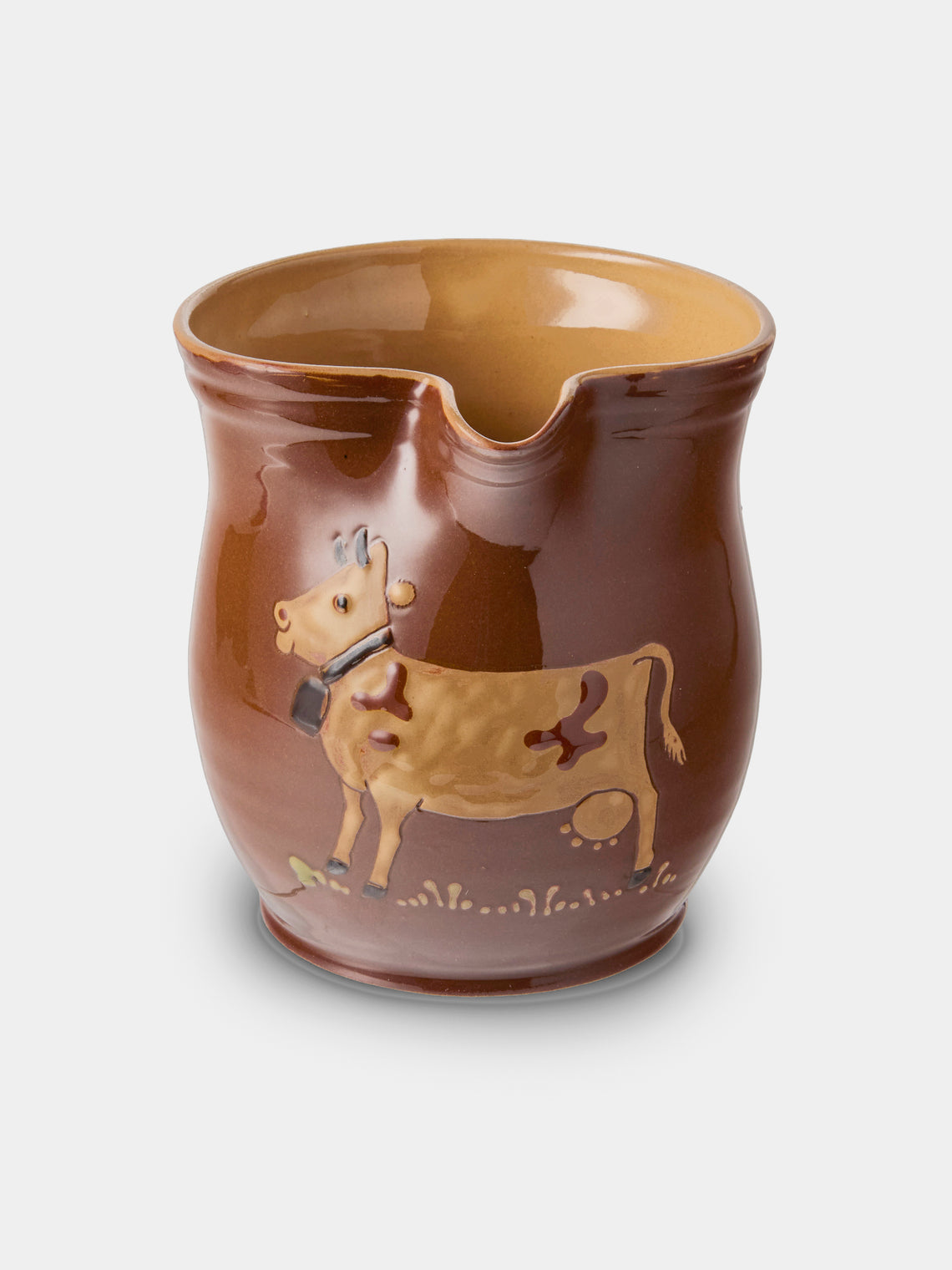 Poterie d’Évires - Cows Hand-Painted Ceramic Medium Jug - Light Brown - ABASK