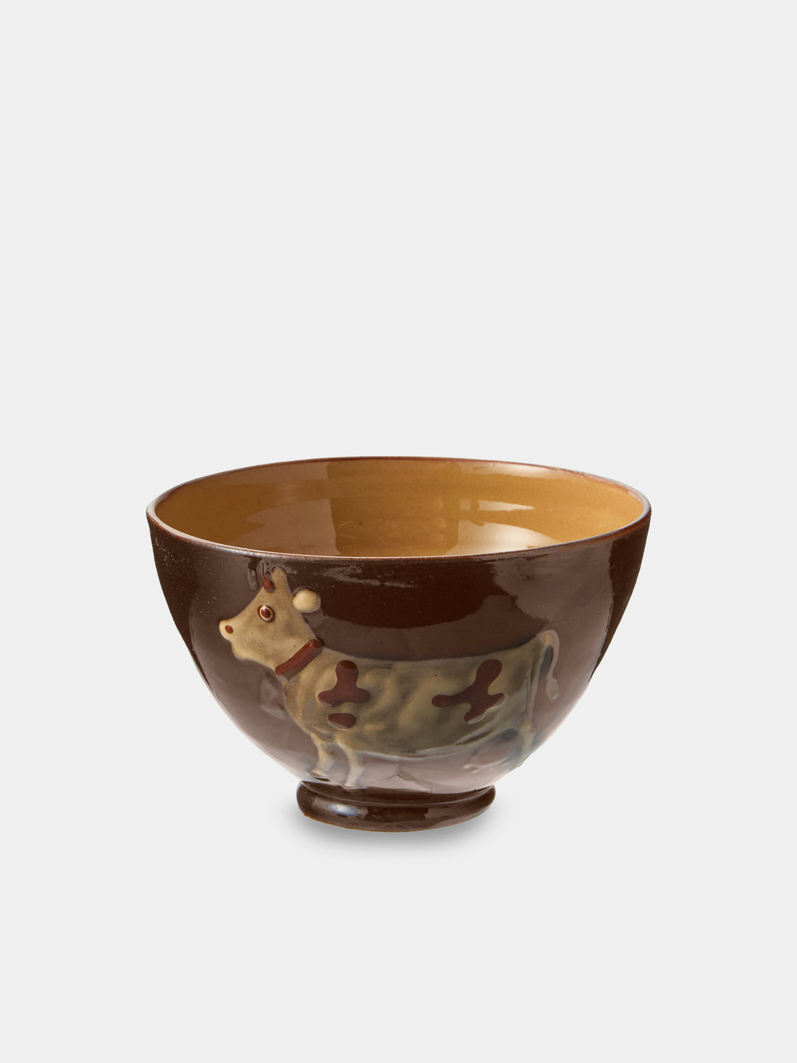 Poterie d’Évires - Cows Hand-Painted Ceramic Small Bowls (Set of 4) - Dark Brown - ABASK