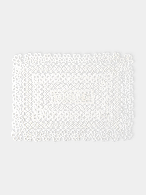 Rolane du Dreuih Creations - Lacework Linen Medium Oblong Placemats (Set of 4) - Ivory - ABASK - 