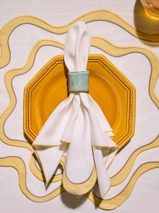 Cosima Swayze - | Set of 4 | x Los Encajeros Wave Linen Napkins - White - ABASK