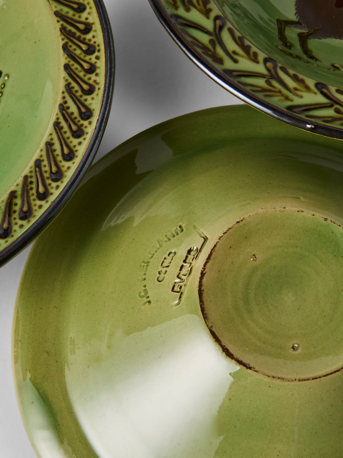 Poterie d’Évires - Animals Hand-Painted Ceramic Breakfast Bowls (Set of 4) - Green - ABASK