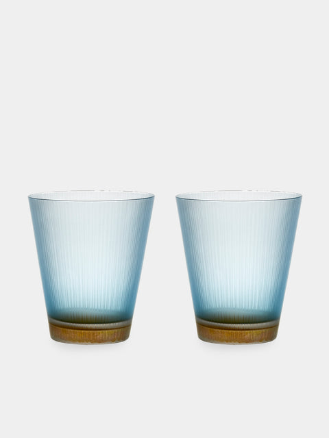 Takeyoshi Mitsui - Silence Hand-Blown Glass Tumblers (Set of 2) - Blue - ABASK 