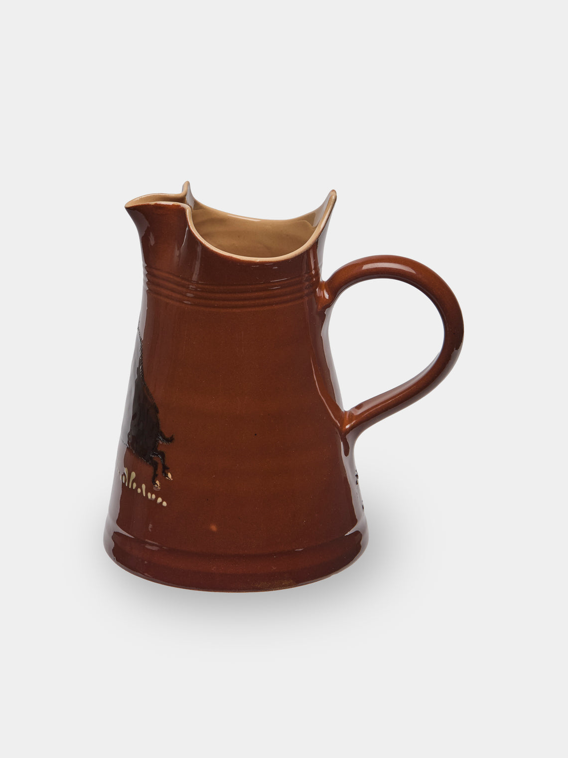 Poterie d’Évires - Boars Hand-Painted Ceramic Milk Jug - Light brown - ABASK