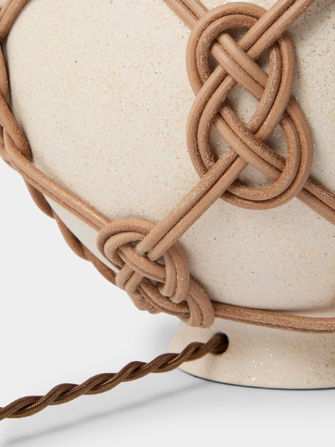 Aimee Betts - Orb Earthenware and Leather Table Lamp - Cream - ABASK