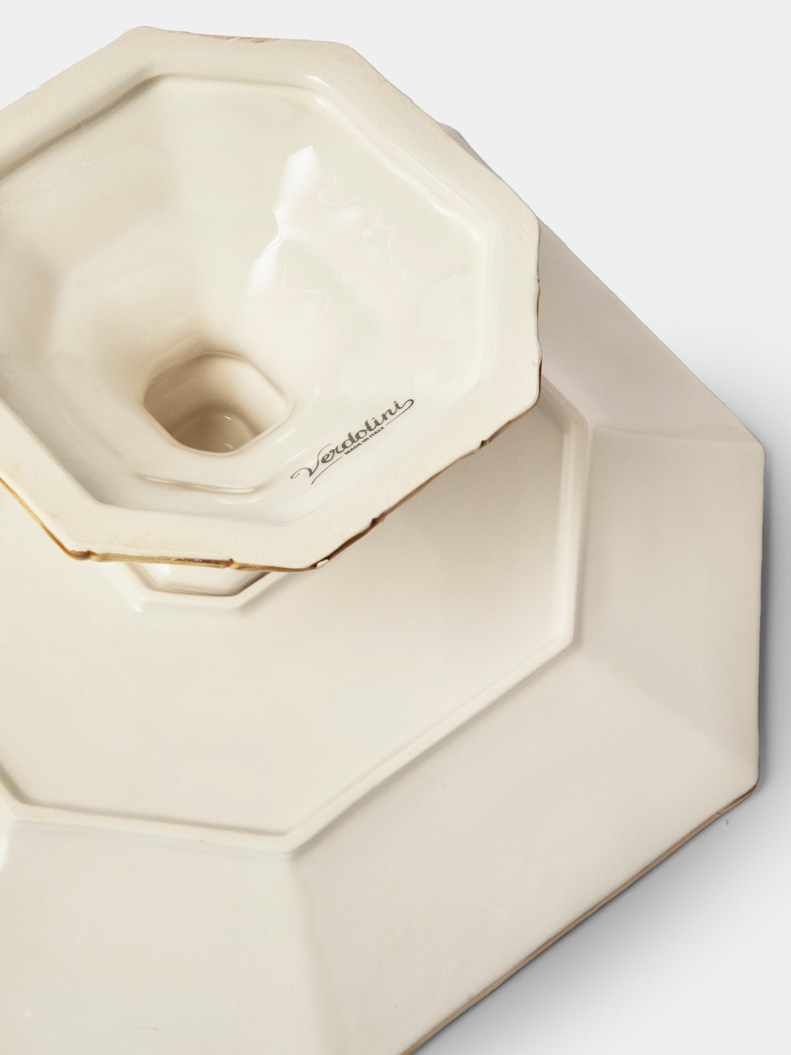 Verdolini - Bamboo Hand-Painted Ceramic Cake Stand - White - ABASK