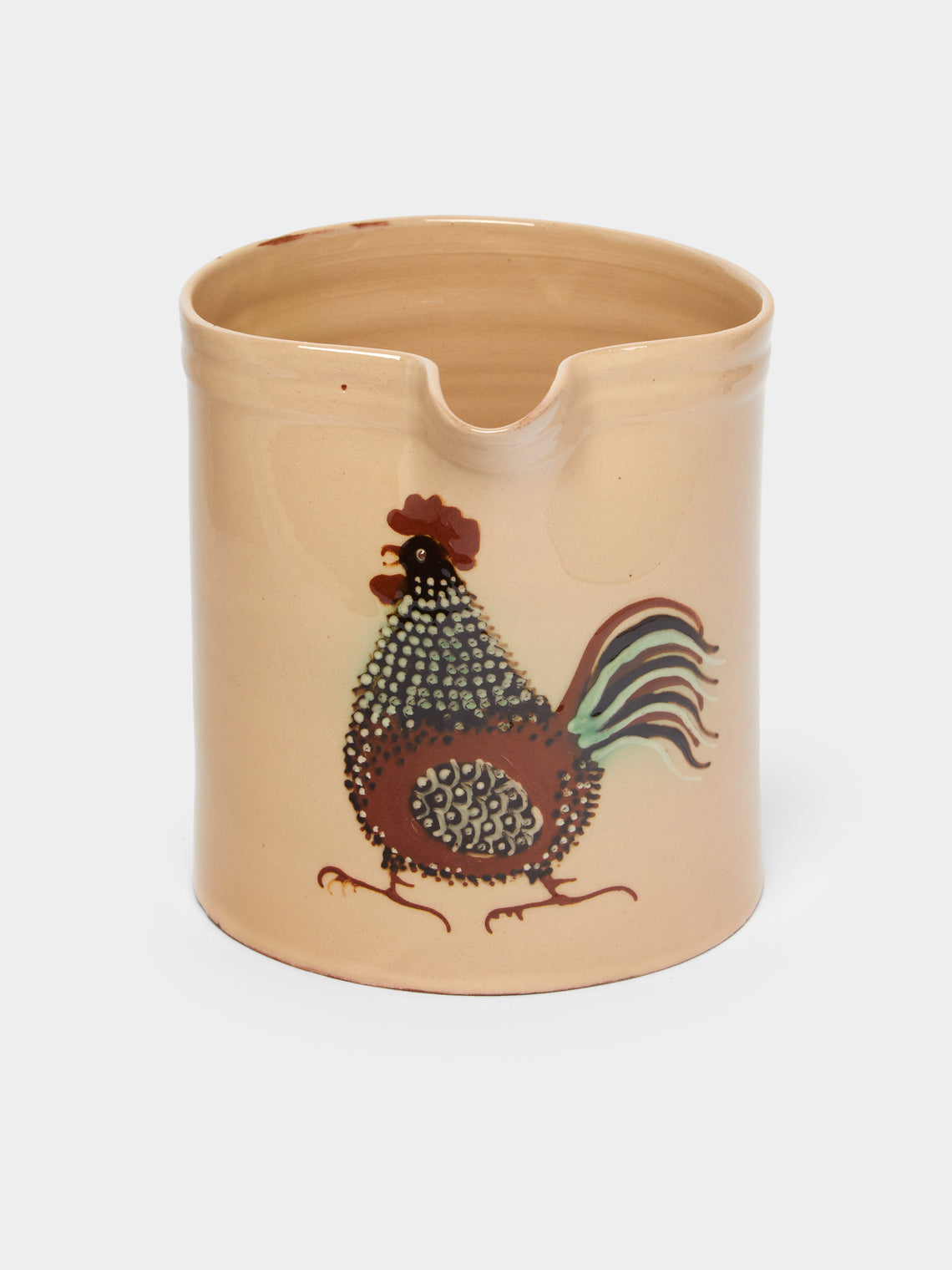 Poterie d’Évires - Chickens Hand-Painted Ceramic Straight-Edge Jug -  - ABASK