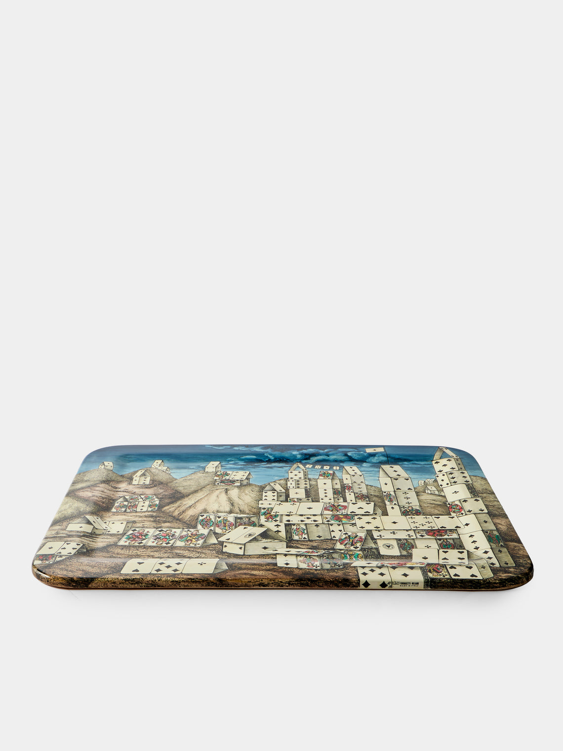 Fornasetti - Città di Carte Wood Tray (23.5in/60cm) - Multiple - ABASK
