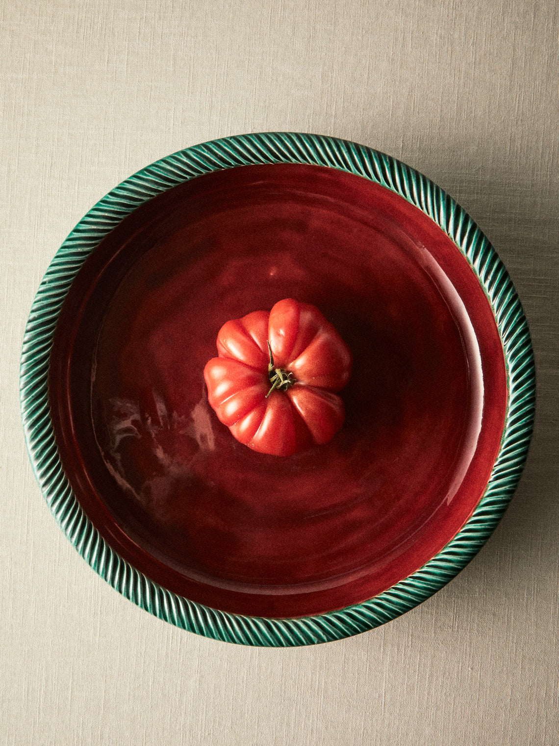 Antique and Vintage - 1950s Vallruis Ceramic Display Bowl - Green - ABASK