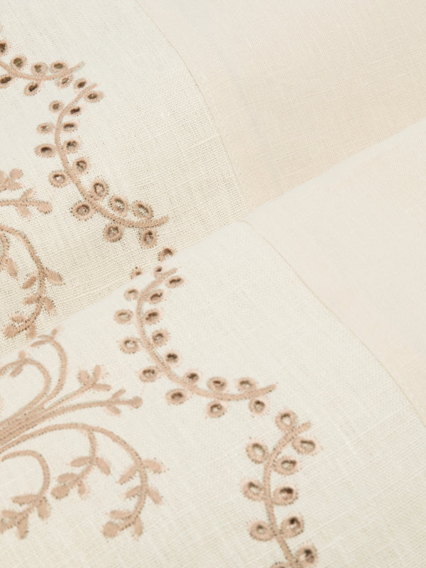 Borgo delle Tovaglie - Eden Embroidered Linen Rectangular Tablecloth - Natural - ABASK